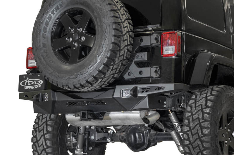 Jeep JK Bumper - Rear - Addictive Desert Designs - Stealth Fighter - Hammer Black with Satin Black panels - `07-`18